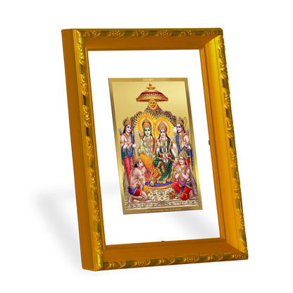 DIVINITI 24K Gold Plated Shri Ram Darbar Wooden Elegant Photo Frame Idol for Wall Hanging, Workshop, Table Top, Home Decor, Luxury Gift | DG103 Size 2 (22.6x18.4 CM)