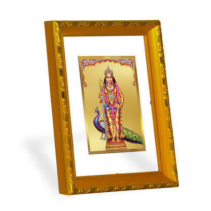 DIVINITI 24K Gold Plated Foil Murugan Photo Frame Idol for Home & Office Decor, Wall Hanging, Workshop, Table Top, Gift|DG103 Size 2 (22.6x18.4 CM)