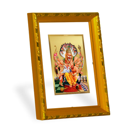 DIVINITI 24K Gold Plated Narsimha Wooden Religious Photo Frame Idol for Home Decor, Puja Room, Table Top, Wall Hanging, Workshop, Luxurious Gift | DG103 Size 2 (22.6x18.4 CM)