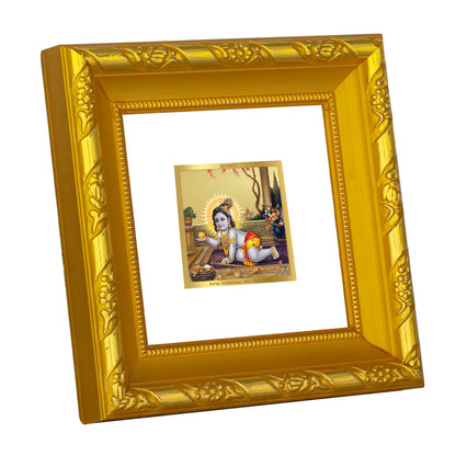 DIVINITI 24K Gold Plated Foil Laddu Gopal Modern Photo Frame Idol for Wall Hanging, Table Top, Home Decor, Workshop, Gifts | DG103S1A (10x10 CM)