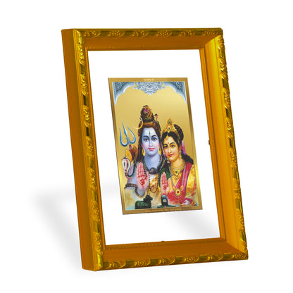 DIVINITI 24K Gold Plated Lord Shiv Parivar Wooden Photo Frame Idol for Home Wall Decor, Workshop, Table Top, Premium Gift | DG103 Size 2 (22.6x18.4 CM)