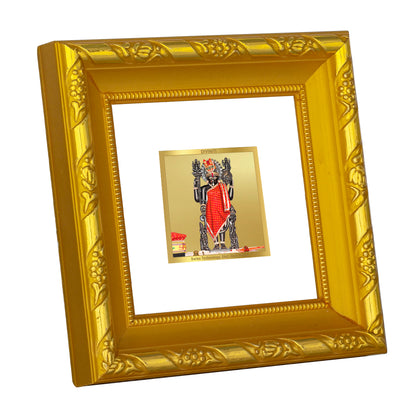 DIVINITI 24K Gold Plated Foil Dwarkadhish Wooden Stylish Photo Frame Idol for Puja Room, Home Wall Decor, Table Top, Puja Room, Gifts | DG103S1A (10x10 CM)