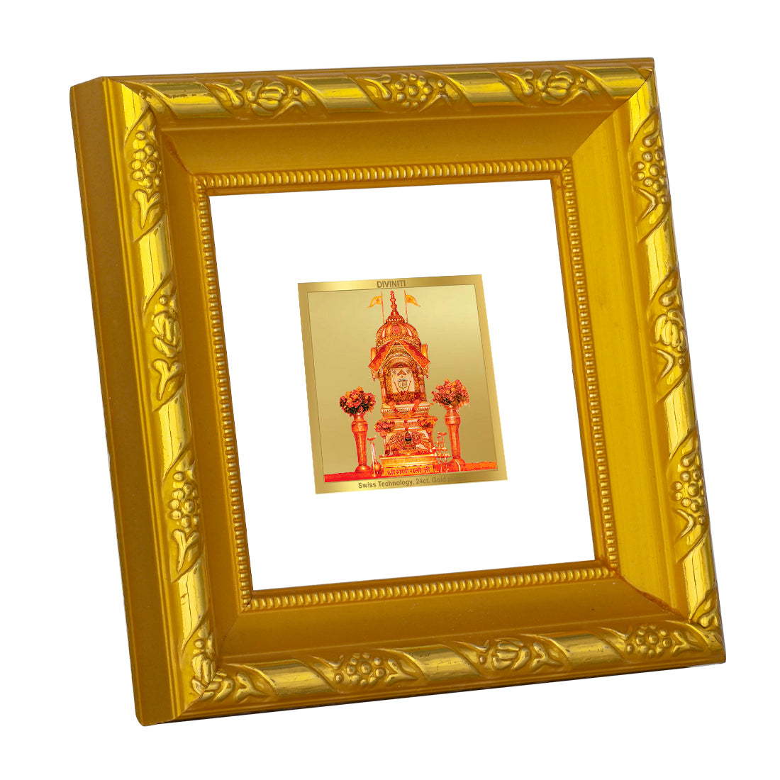 DIVINITI 24K Gold Plated Rani Sati Wooden Luxurious Photo Frame Idol for Home Decor, Workshop, Puja Room, Wall Hanging, Gifts | DG113 Size 1A (10x10 CM)