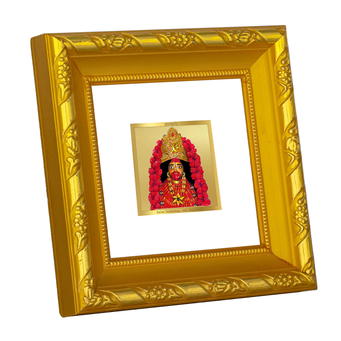 DIVINITI 24K Gold Plated Foil Maa Tara Photo Frame Idol for Home Decor, Wall Hanging, Puja Room, Table Top, Premium Gifts | DG103S1A (10x10 CM)DG103S-1A-SHARDA02