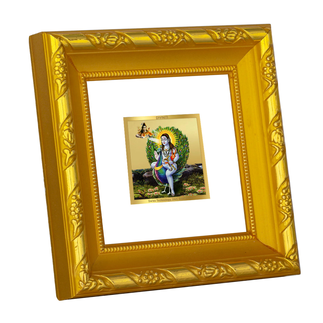 DIVINITI 24K Gold Plated Foil Baba Balak Nath Luxurious Photo Frame Idol for Puja Room, Home Decor, Workshop, Premium Gifts|DG103S1A (10x10 CM)