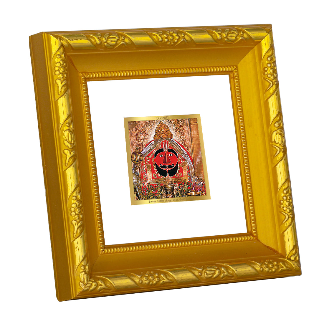 DIVINITI 24K Gold Plated Salasar Balaji Wooden Wall Photo Frame Idol for Table Top, Home Decor, Workshop, Puja Room, Premium Gifts | DG103S1A (10x10 CM)