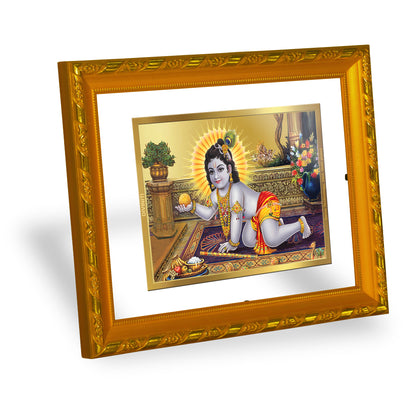 DIVINITI 24K Gold Plated Foil Laddu Gopal Photo Frame for Puja Room, Home Wall Decor, Workshop, Table Top, Premium Gift|DG103 Size 2 (22.6x18.4 CM)