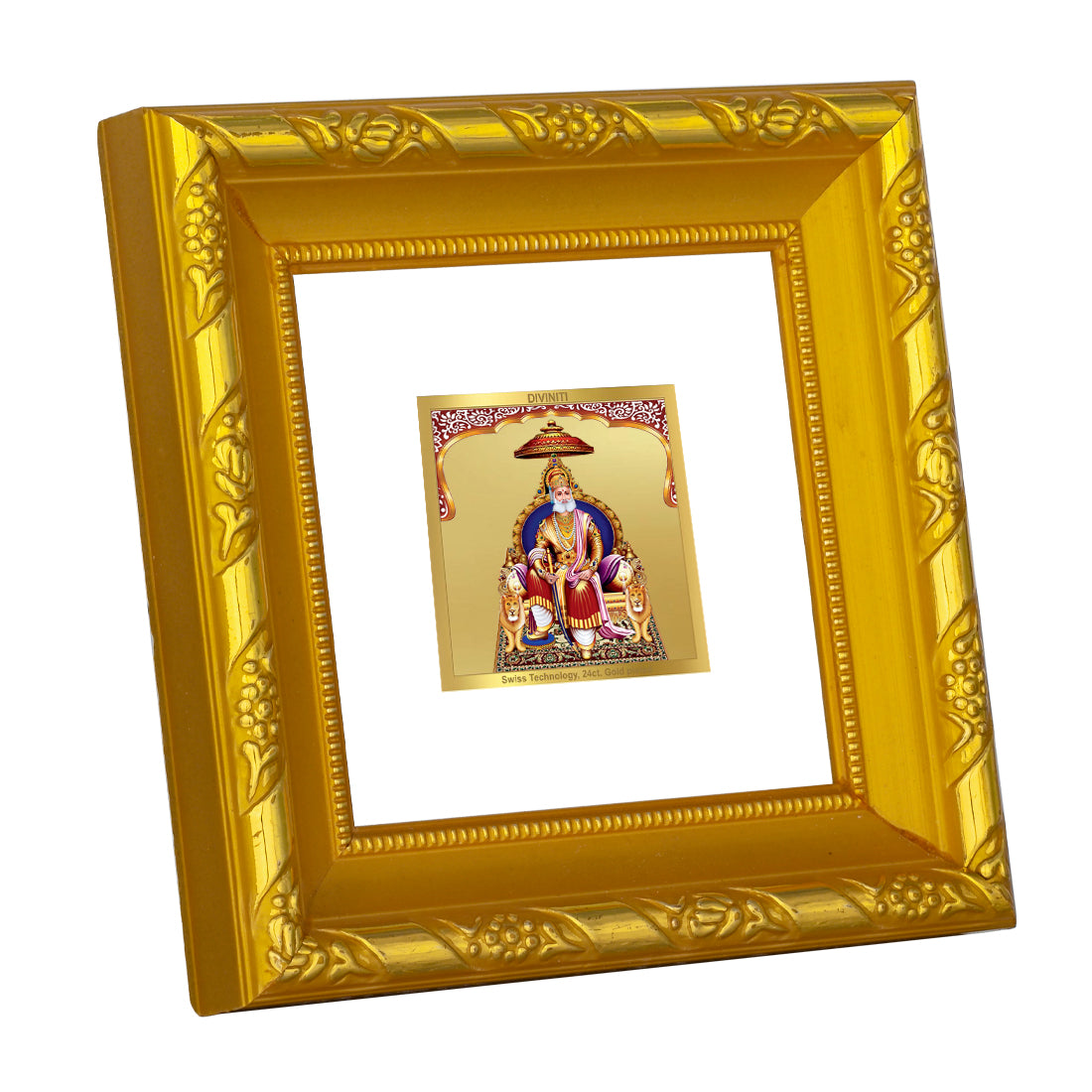 DIVINITI 24K Gold Plated Foil Agrasen Maharaj Photo Frame for Home Wall Decor, Table Top, Luxury Gift|DG103S1A (10x10 CM)