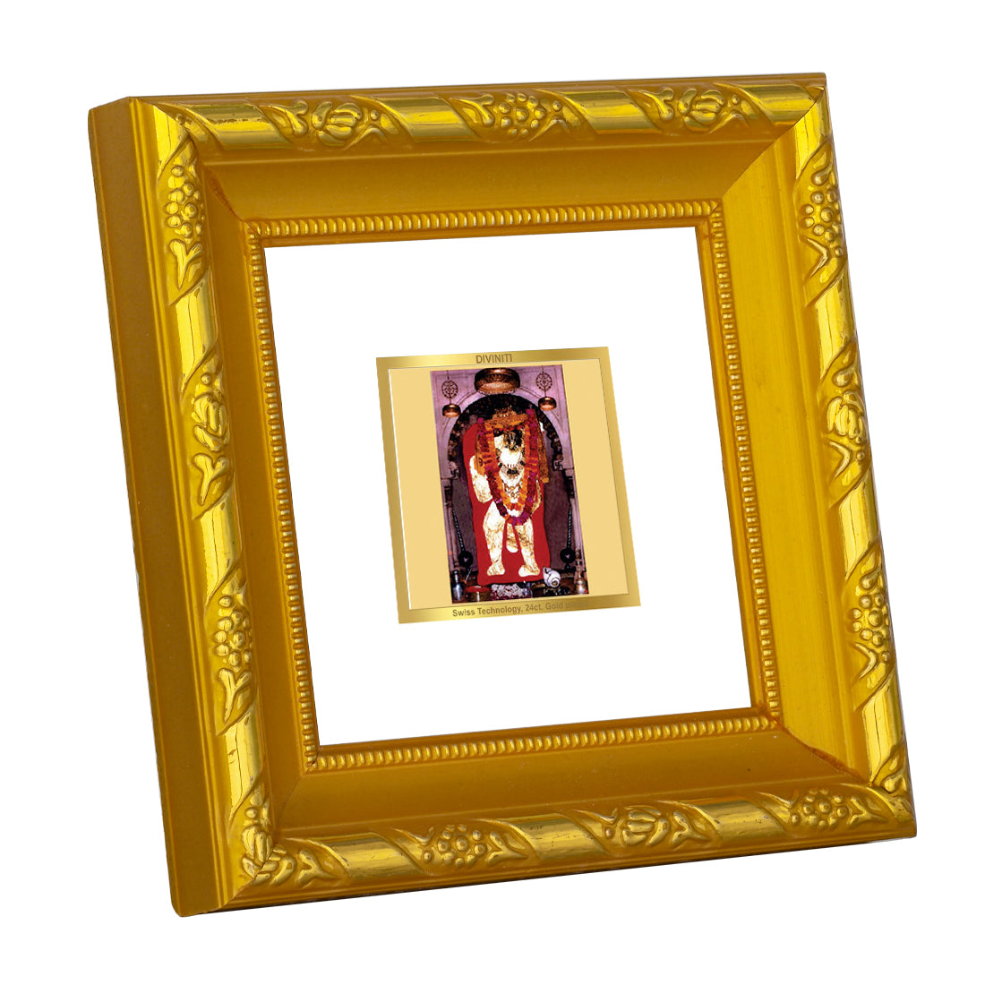 DIVINITI 24K Gold Plated Foil Mehandipur Balaji Wooden Wall Photo Frame Idol for Puja Room, Table Top, Home Decor, Workshop, Gifts | DG103S1A (10x10 CM)