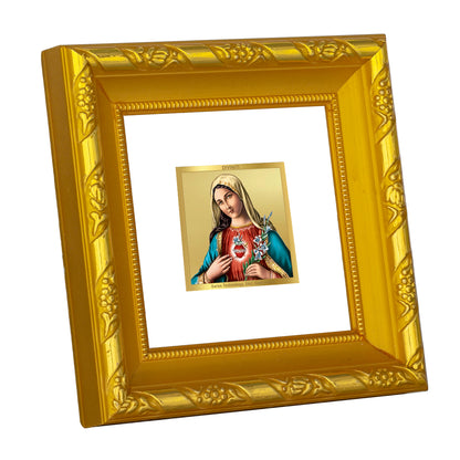 DIVINITI 24K Gold Plated Foil Mother Mary Wooden Elegant Photo Frame Idol for Home & Office Wall Decor, Workshop, Puja Room, Table Top, Gifts | DG103S1A (10x10 CM)