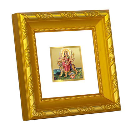 DIVINITI 24K Gold Plated Foil Goddess Durga Mata Classic Photo Frame Idol for Home & Office Wall Decor, Table Top, Puja Room, Gifts|DG103S1A (10x10 CM)