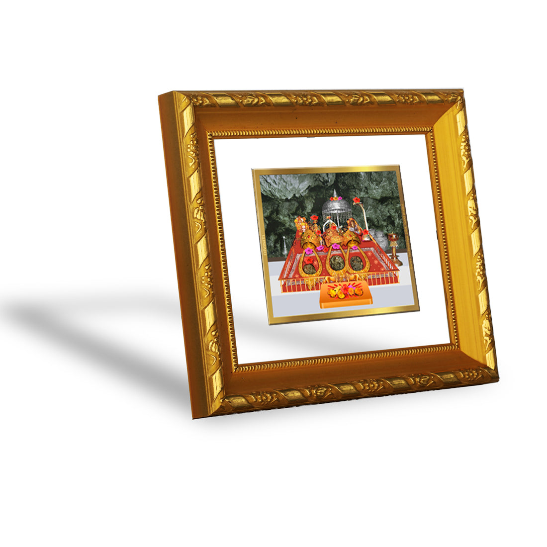 DIVINITI 24K Gold Plated Foil Mata Ka Darbar Wall Photo Frame for Home Decor, Navratri Gift DG 103 Size 1 (15.3x14.9 CM)