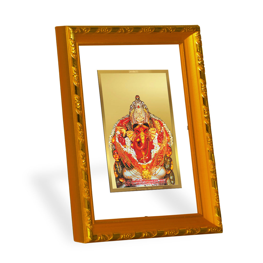 DIVINITI 24K Gold Plated Siddhivinayak Photo Frame For Home Decor, Worship, Festival  (DG 103 Size 2) (21.5 X 17.5 CM)