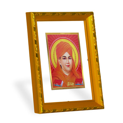 DIVINITI 24K Gold Plated Dayananda Saraswati Wooden Photo Frame Idol for Home Decor, Table Top, Wall Hanging, Workshop, Premium Gift | DG103 Size 2 (22.6x18.4 CM)