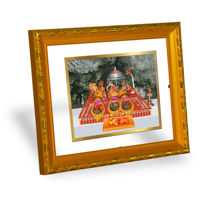 DIVINITI 24K Gold Plated Foil Mata Ka Darbar Photo Frame Idol for Puja Room, Home Wall Decor, Workshop, Table Top, Gift|DG103 Size 2 (22.6x18.4 CM)