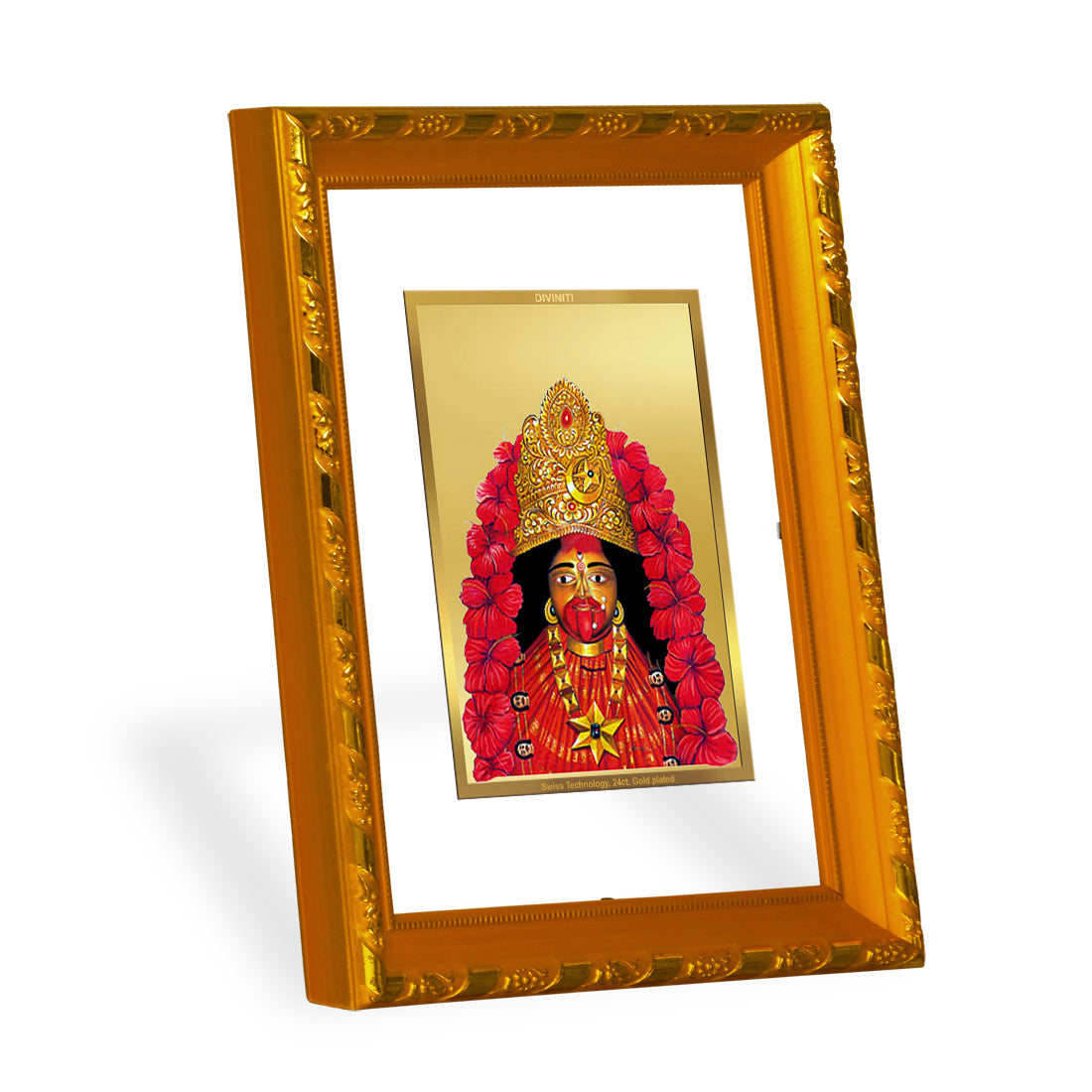 DIVINITI 24K Gold Plated Foil Maa Tara Photo Frame Idol for Home Decor, Table Top, Wall Hanging, Workshop, Gift|DG103 Size 2 (22.6x18.4 CM)