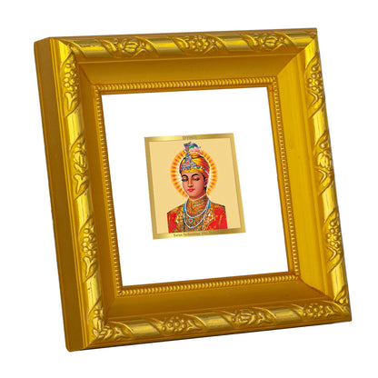 DIVINITI 24K Gold Plated Foil Guru Harkrishan Wooden Photo Frame Idol for Puja Room, Workshop, Wall Hanging, Home Decor, Gifts | DG103S1A (10x10 CM)