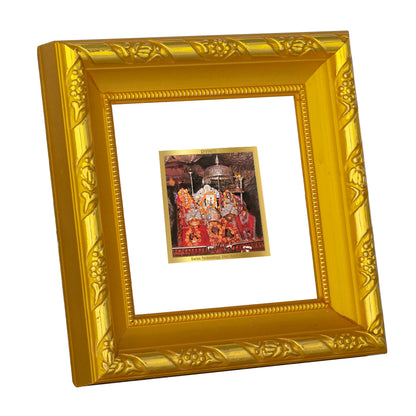 DIVINITI 24K Gold Plated Foil Mata Ka Darbar Wooden Classic Photo Frame Idol for Workshop, Puja Room, Table Top, Home Wall Decor, Gifts | DG103S1A (10x10 CM)