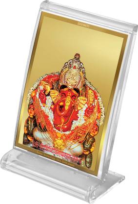 Diviniti 24K Gold Plated Siddhivinayak Frame For Car Dashboard, Home Decor, Puja, Gift  (ACF 3 ) (11 x 6.8 CM)