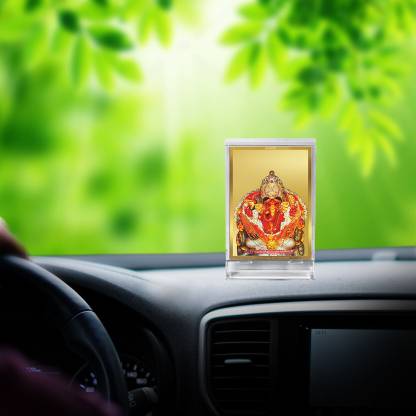 Diviniti 24K Gold Plated Siddhivinayak Frame For Car Dashboard, Home Decor, Puja, Gift  (ACF 3 ) (11 x 6.8 CM)