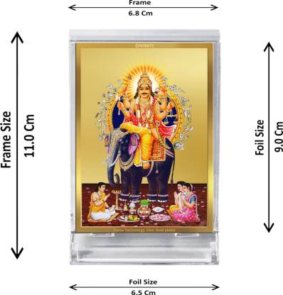 Diviniti 24K Gold Plated Vishvakarma Ji Frame For Car Dashboard, Home Decor, Tabletop, Puja, Gift (11 x 6.8 CM)