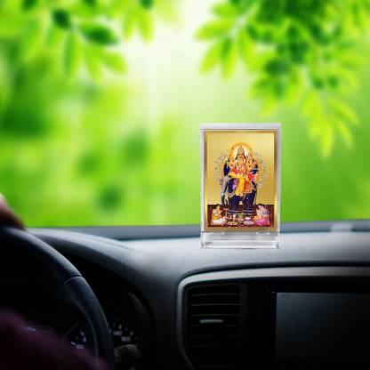 Diviniti 24K Gold Plated Vishvakarma Ji Frame For Car Dashboard, Home Decor, Tabletop, Puja, Gift (11 x 6.8 CM)