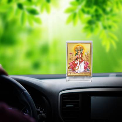 Diviniti 24K Gold Plated Gayatri-2 Frame For Car Dashboard, Home Decor, Tabletop, Puja Room, Gift (ACF 3)(11 x 6.8 CM)