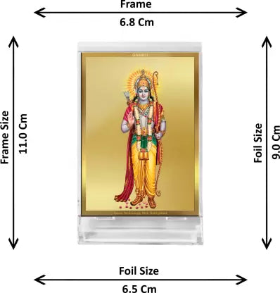 Diviniti 24K Gold Plated Lord Ram Frame For Car Dashboard, Home Decor, Puja, Festival Gift (11 x 6.8 CM)