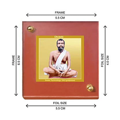 Diviniti 24K Gold Plated Sri Ramakrishna Paramhansa Frame For Car Dashboard, Home Decor, Table Top (5.5 x 6.5 CM)