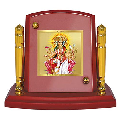 Diviniti 24K Gold Plated Gayatri-2 Photo Frame for Car Dashboard, Home Decor, Tabletop, Puja Room, Showpiece and Gift  MDF1BP+ (6.5x5.5 CM)