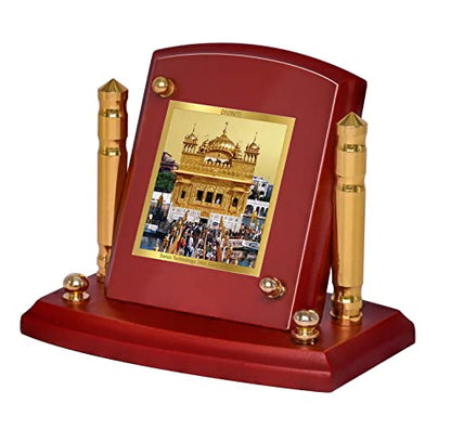 Diviniti 24K Gold Plated Golden Temple Photo Frame for Car Dashboard, Home Decor, Tabletop, Puja Room, Showpiece and Gift  MDF1BP+ (6.5x5.5 CM)