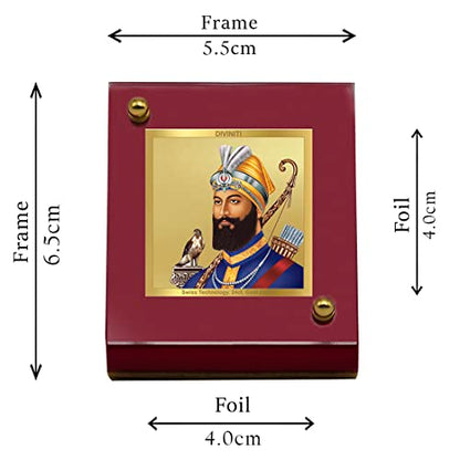 Diviniti 24K Gold Plated Guru Gobind Singh Frame For Car Dashboard, Home Decor, Table Tops (5.5 x 6.5 CM)