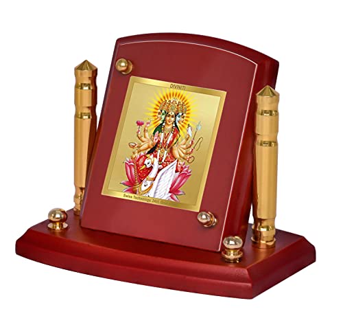 Diviniti 24K Gold Plated Gayatri-2 Photo Frame for Car Dashboard, Home Decor, Tabletop, Puja Room, Showpiece and Gift  MDF1BP+ (6.5x5.5 CM)