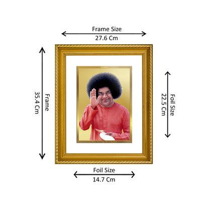 DIVINITI 24K Gold Plated Satya Sai Wall Photo Frame for Home Decor, Wall Hanging, Table Top, Puja Room & Gift DG056S3 (27.6X35.4 CM)