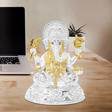 Load image into Gallery viewer, DIVINITI 999 Silver Plated Ganesha Idol | Exquisite Divine Statue for Home Decor, Office Table Top, Pooja Room &amp; Gift (14.5X11.5CM)
