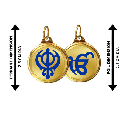 Diviniti 24K Double sided Gold Plated Pendant  KHANDA SAHIB & EK OMKAR|22 MM Flip Coin (1 PCS)