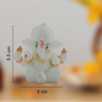 Diviniti Glowing Ganesha Idol for Car Dashboard Office Desk Puja Room Ganpati Idol for Home Decor Birthday Festivals Lord Ganesh Statue Figurine Gifting (5.5x5 CM)