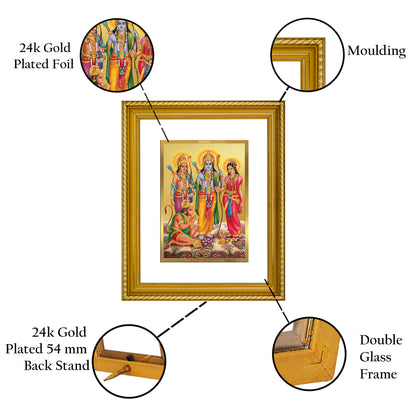 DIVINITI 24K Gold Plated Ram Darbar Wall Photo Frame for Home Decor, Wall Hanging, Table Top, Puja Room & Gift DG056S3 (27.6X35.4 CM)