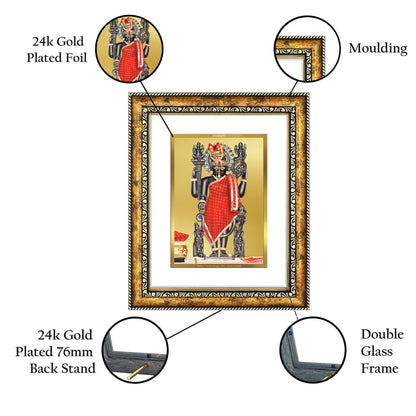 DIVINITI 24K Gold Plated Dwarkadhish Wall Photo Frame for Home Decor, Wall Hanging, Table Top, Puja Room & Gift DG113S3 (27.6X35.4 CM)