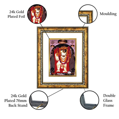 DIVINITI 24K Gold Plated Mahendipur Balaji Wall Photo Frame for Home Decor, Wall Hanging, Table Top, Puja Room & Gift DG113S3 (27.6X35.4 CM)