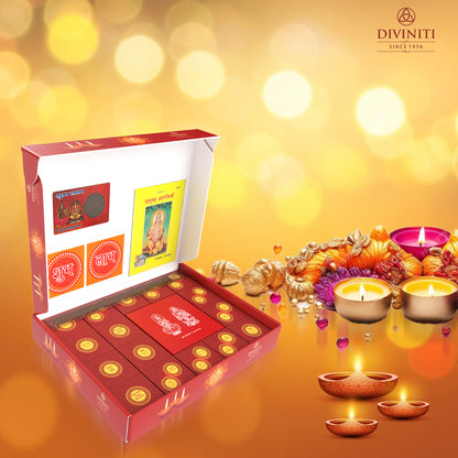 Diviniti Diwali Puja Samagri Kit with Handcrafted Lakshmi Ganesha Idol, Diwali Puja Kit for Home and Office Deepawali for Puja Room & Diwali Gift