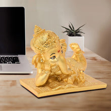 Load image into Gallery viewer, Diviniti 24K Gold Polished Ganesha Idol | Exquisite Divine Statue for Home Decor, Office Table Top, Pooja Room &amp; Gift (12X14CM)
