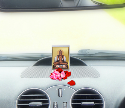 Diviniti 24K Gold Plated Mahavira Frame For Car Dashboard, Home Decor, Festival Gift (11 x 6.8 CM)