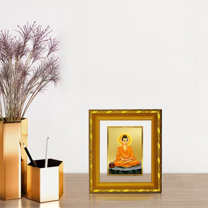 DIVINITI 24K Gold Plated Foil Buddha Religious Photo Frame for Home Decor, Office, TableTop DG 103 Size 1 (15.3x14.9 CM)