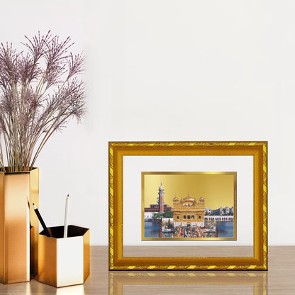 DIVINITI 24K Gold Plated Golden Temple Wooden Traditional Photo Frame Idol for Home Decor, Table Top, Wall Hanging, Workshop, Premium Gift | DG103 Size 2 (22.6x18.4 CM)