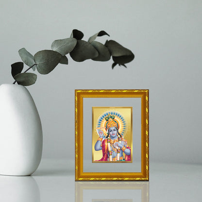 DIVINITI 24K Gold Plated Lord Vishnu Wooden Exquisite Photo Frame Idol for Home Decor, Puja Room, Table Top, Wall Hanging, Workshop, Luxurious Gift | DG103 Size 2 (22.6x18.4 CM)