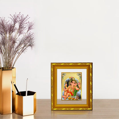 DIVINITI 24K Gold Plated Foil Bal Ganesha Photo Frame for Home Wall Decor, Festival Gift DG 103 Size 1 (15.3x14.9 CM)