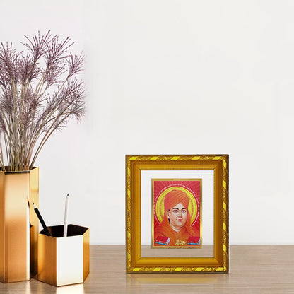 DIVINITI 24K Gold Plated Foil Dayananda Saraswati Wall Photo Frame for Home Decor Showpiece DG 103 Size 1 (15.3x14.9 CM)