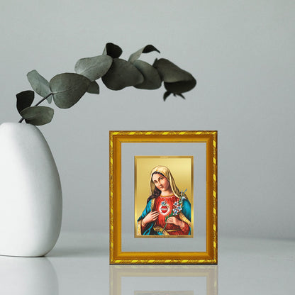 DIVINITI 24K Gold Plated Mother Mary Photo Frame Idol for Wall Hanging, Workshop, Table Top, Home Decor, Gift|DG103 Size 2 (22.6x18.4 CM)