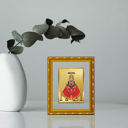 DIVINITI 24K Gold Plated Foil Khatu Shyam Photo Frame Idol for Wall Hanging, Workshop, Table Top, Home Decor, Gift|DG103 Size 2 (22.6x18.4 CM)